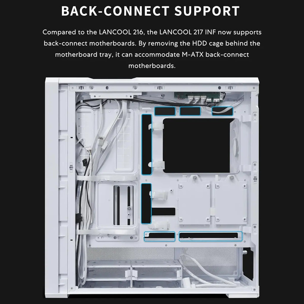 Lian Li LANCOOL 217 INF Infinity Mirror Computer Case Mid-Tower PC Gaming Case, Tempered Glass, White
