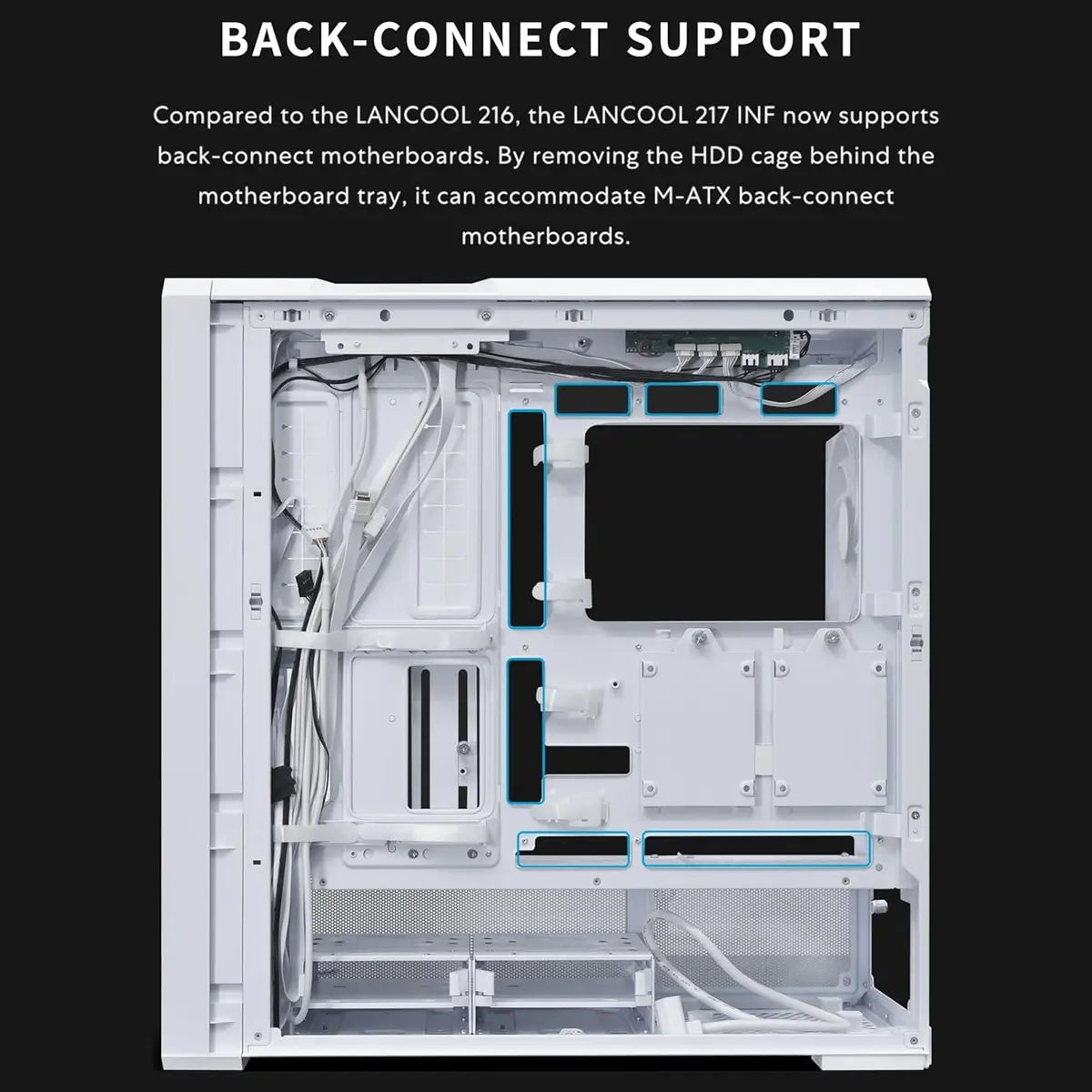 Lian Li LANCOOL 217 INF Infinity Mirror Computer Case Mid-Tower PC Gaming Case, Tempered Glass, White