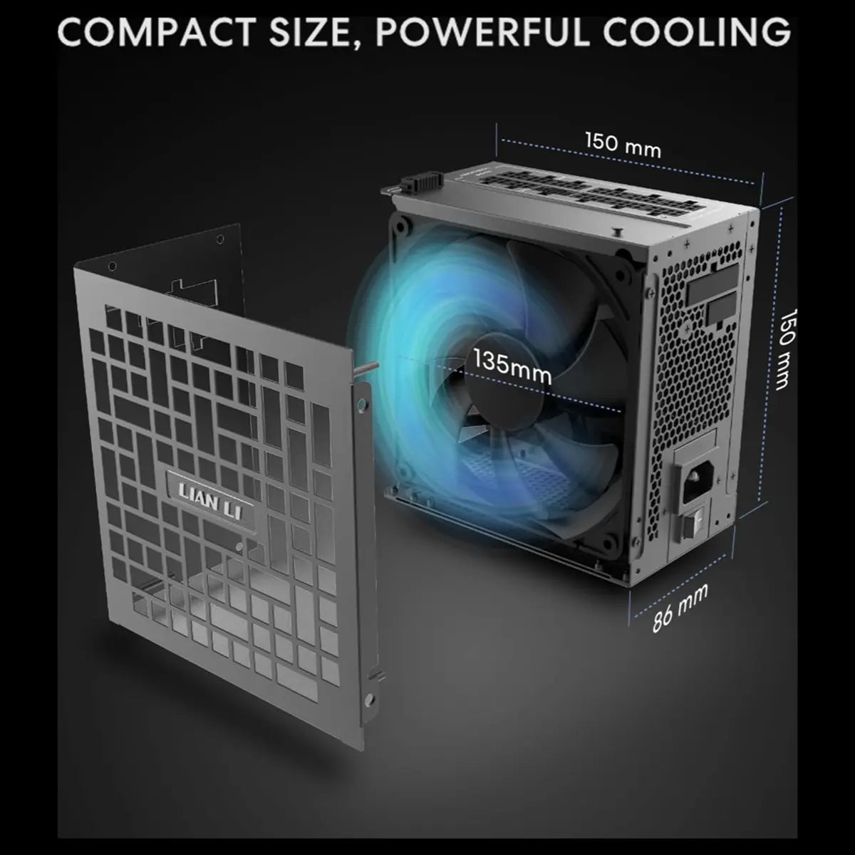 Lian Li RS 1000W Power Supply Fully Modular 80 Plus Gold ATX 3.1 PCIe 5.1 12V-2x6 Black RS1000G.B