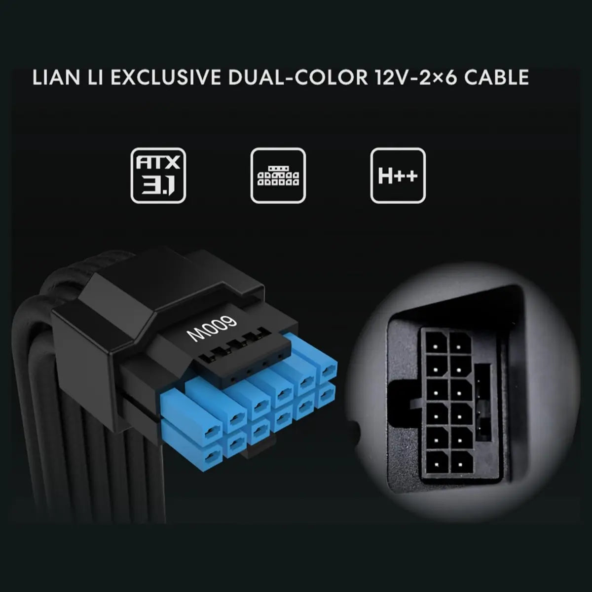 Lian Li RS 1200W Rotational Shift Fully Modular ATX Power Supply, ATX 3.1 PCIe 5.1, 12V-2x6 Cable, 80 Plus Gold, Black RS1200G.BH