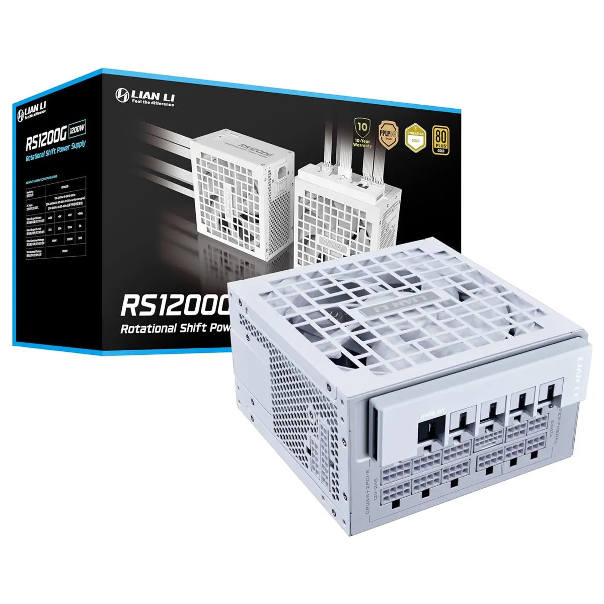 Lian Li RS1200W Fully Modular ATX Power Supply, 1200W, 80 Plus Gold, ATX 3.1 and PCIe 5.1, White RS1200G.WH