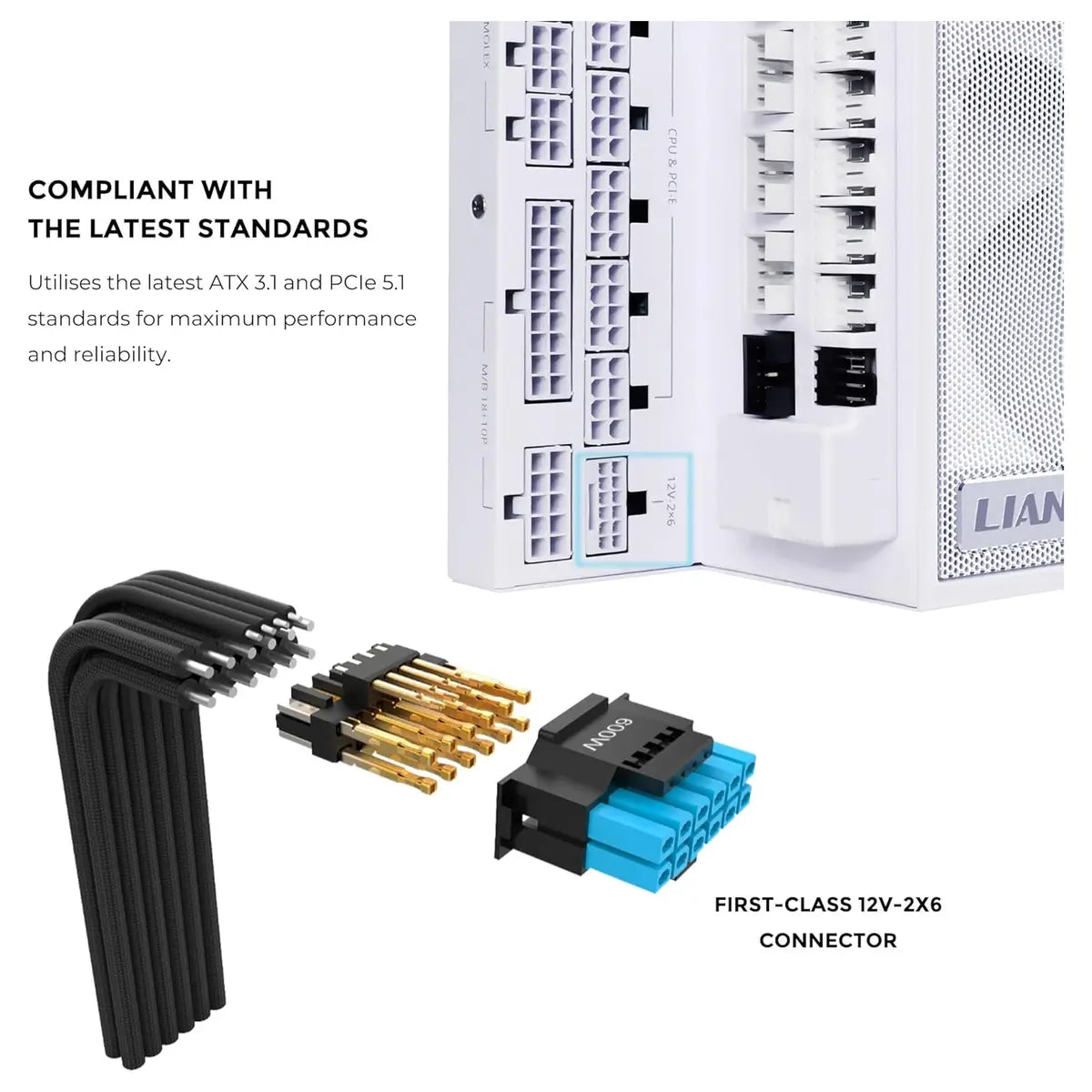Lian Li EDGE GOLD 1200W ATX Power Supply, 80 PLUS Gold, Fully Modular, White