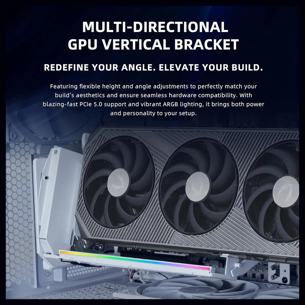 Lian Li Multi-Directional 4 Slots Vertical GPU Kit V3 Vertical GPU Kit, PCIe 5.0 x16 155mm Riser Cable, PCIe 3.0 and 4.0 Compatible, VG4v3 Black