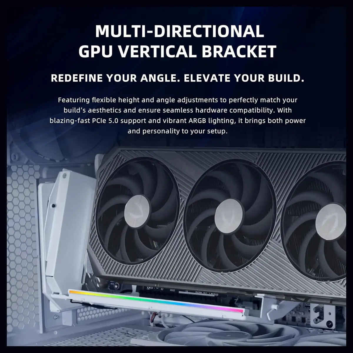 Lian Li Multi-Directional 4 Slots Vertical GPU Kit V3 Vertical GPU Kit, PCIe 5.0 x16 155mm Riser Cable, PCIe 3.0 and 4.0 Compatible, VG4v3 Black