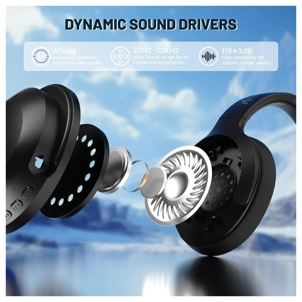 ATTACK SHARK G300 Wireless Over-Ear Headphones, Active Noise Cancelling, Bluetooth 5.3, Built-in Mic, Black