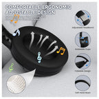 ATTACK SHARK G300 Wireless Over-Ear Headphones, Active Noise Cancelling, Bluetooth 5.3, Built-in Mic, Black