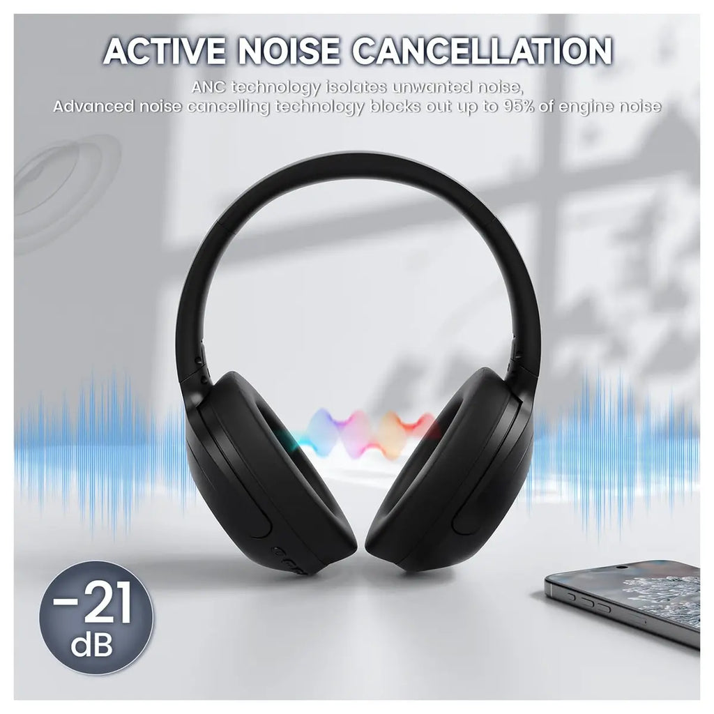 ATTACK SHARK G300 Wireless Over-Ear Headphones, Active Noise Cancelling, Bluetooth 5.3, Built-in Mic, Black