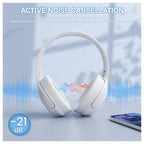ATTACK SHARK G300 Wireless Over-Ear Headphones, Active Noise Cancelling, Bluetooth 5.3, Built-in Mic, White