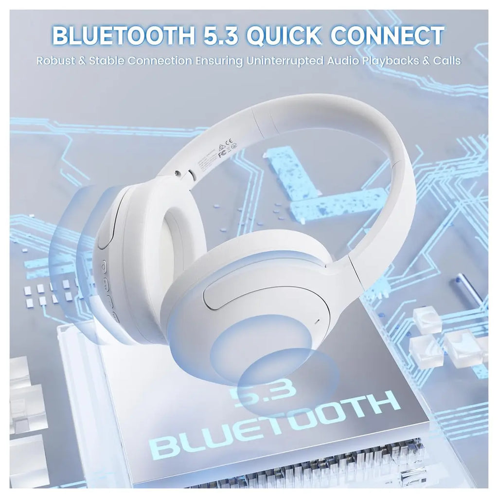 ATTACK SHARK G300 Wireless Over-Ear Headphones, Active Noise Cancelling, Bluetooth 5.3, Built-in Mic, White