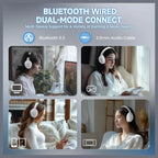 ATTACK SHARK G300 Wireless Over-Ear Headphones, Active Noise Cancelling, Bluetooth 5.3, Built-in Mic, White