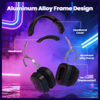 ATTACK SHARK G800 Wireless RGB Gaming Headset, 7.1 Surround Sound, 50mm Drivers, 2.4GHz Bluetooth Wired, Black
