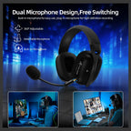 ATTACK SHARK L80PRO Wireless Gaming Headset, Tri-Mode 2.4GHz Bluetooth Wired, Dual Microphone, 40mm Drivers, Black