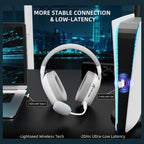 ATTACK SHARK L80PRO Wireless Gaming Headset, Tri-Mode 2.4GHz Bluetooth Wired, White