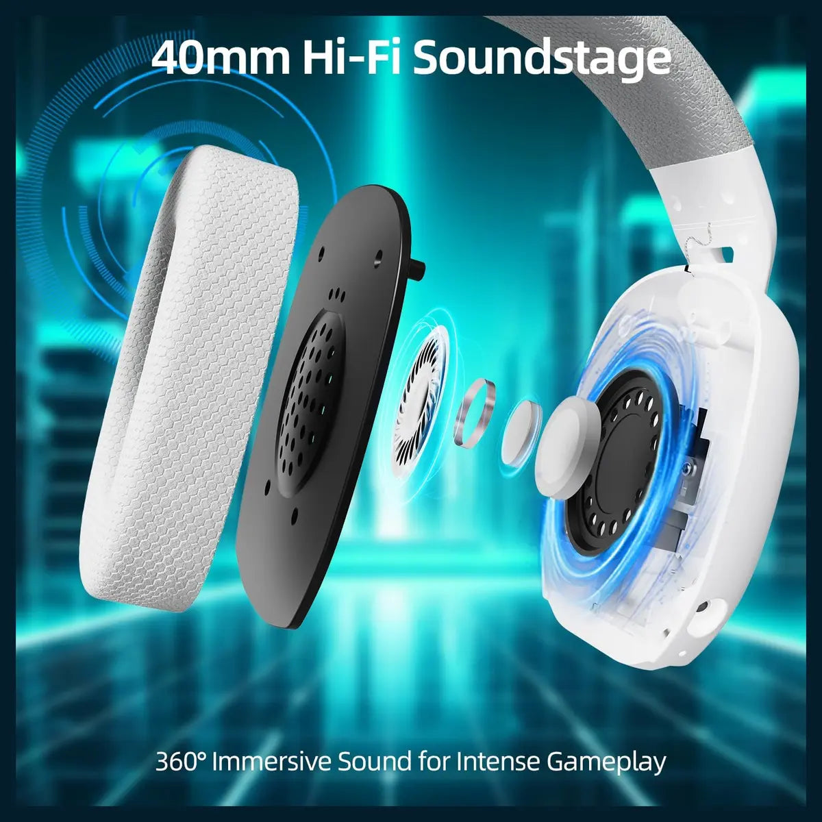 ATTACK SHARK L80PRO Wireless Gaming Headset, Tri-Mode 2.4GHz Bluetooth Wired, White