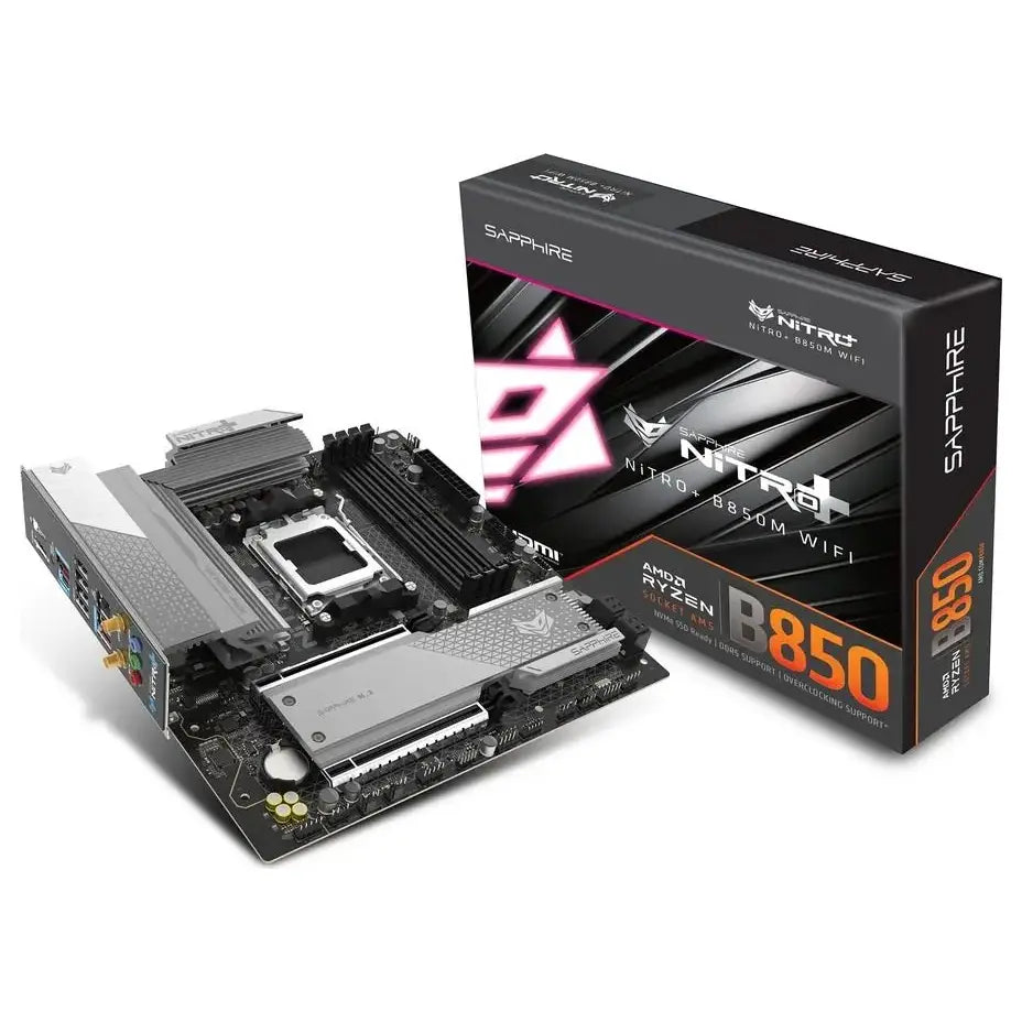 Sapphire NITRO+ B850M WIFI Motherboard Micro-ATX AMD B850 AM5 PCIe 5.0 x16 DDR5 Up To 8000MHz OC
