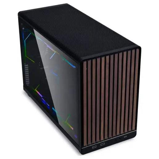 LIAN LI A3 Glass Edition Wood Mini Tower Case Micro Form Factor, Black A3X-WDG
