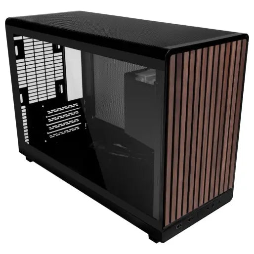 LIAN LI A3 Glass Edition Wood Mini Tower Case Micro Form Factor, Black A3X-WDG