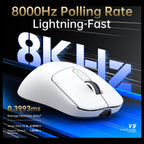 ATTACK SHARK V5 Ultra-Light Tri-Mode Gaming Mouse, 42000 DPI, 8000Hz, 53g, 500mAh, White