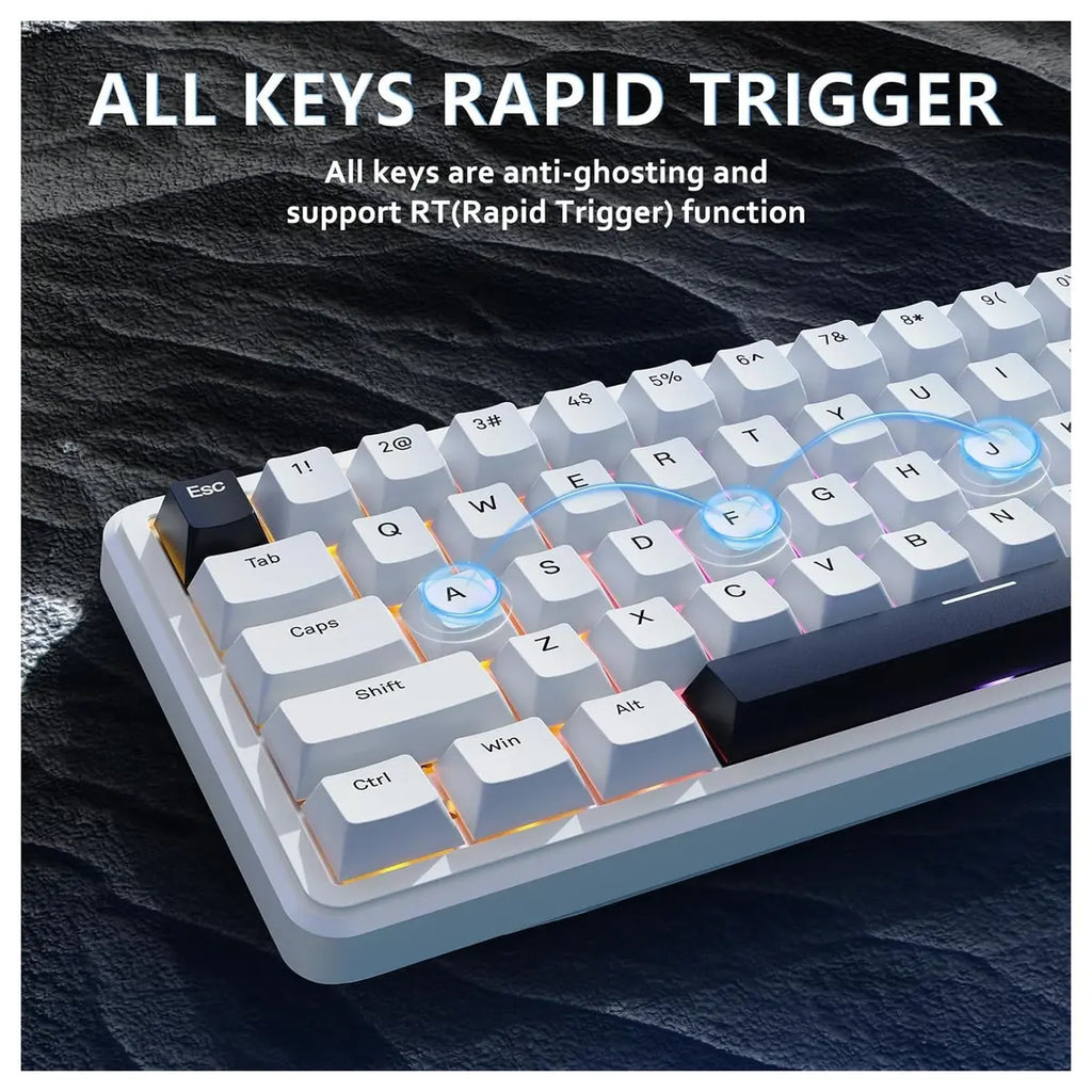 ATTACK SHARK X65 HE Mechanical Gaming Keyboard Wired Hall Effect Rapid Trigger 65% 8KHz Polling Rate PBT Keycaps White