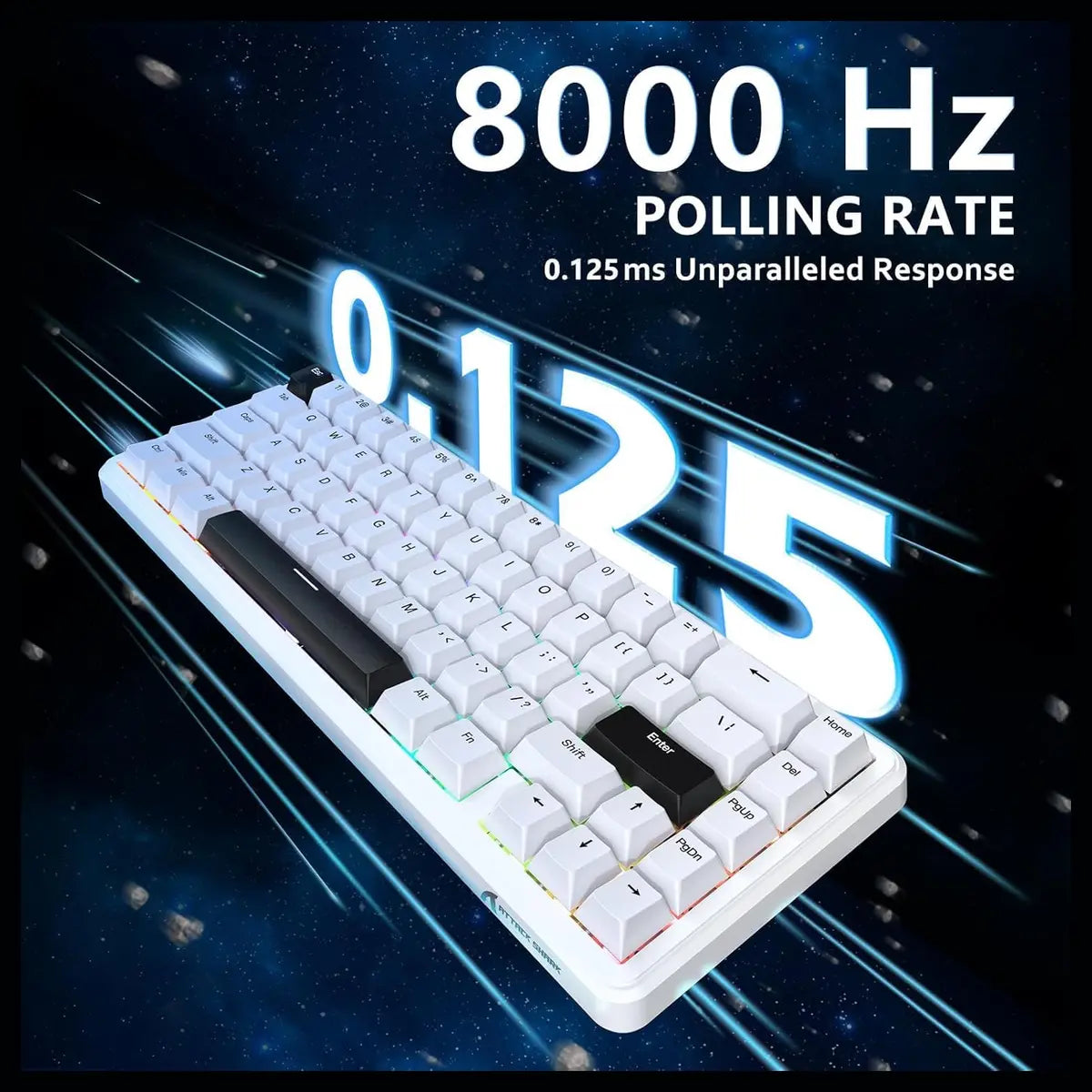 ATTACK SHARK X65 HE Mechanical Gaming Keyboard Wired Hall Effect Rapid Trigger 65% 8KHz Polling Rate PBT Keycaps White