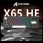 ATTACK SHARK X65 HE Wired 65% Mechanical Gaming Keyboard, Hall Effect Magnetic Switch, Rapid Trigger, Hot Swap, RGB, 8000Hz, Black