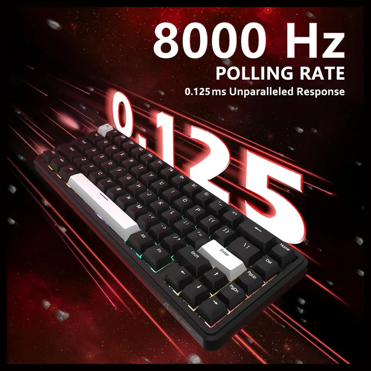 ATTACK SHARK X65 HE Wired 65% Mechanical Gaming Keyboard, Hall Effect Magnetic Switch, Rapid Trigger, Hot Swap, RGB, 8000Hz, Black