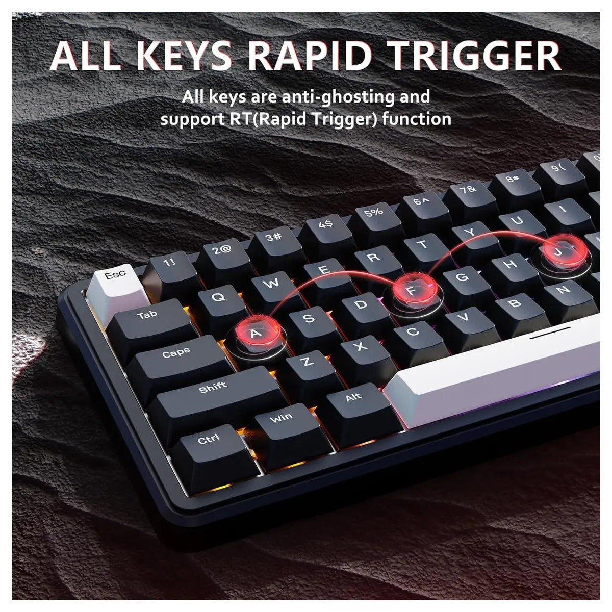 ATTACK SHARK X65 HE Wired 65% Mechanical Gaming Keyboard, Hall Effect Magnetic Switch, Rapid Trigger, Hot Swap, RGB, 8000Hz, Black