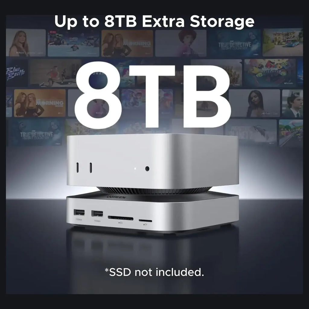 Ugreen Mac Mini M4 Dock, 11-in-1 USB-C Hub With 8TB M.2 NVMe Enclosure 10Gbps, 5x USB-A, 2x USB-C, SD and TF Card Slot, Model 65487