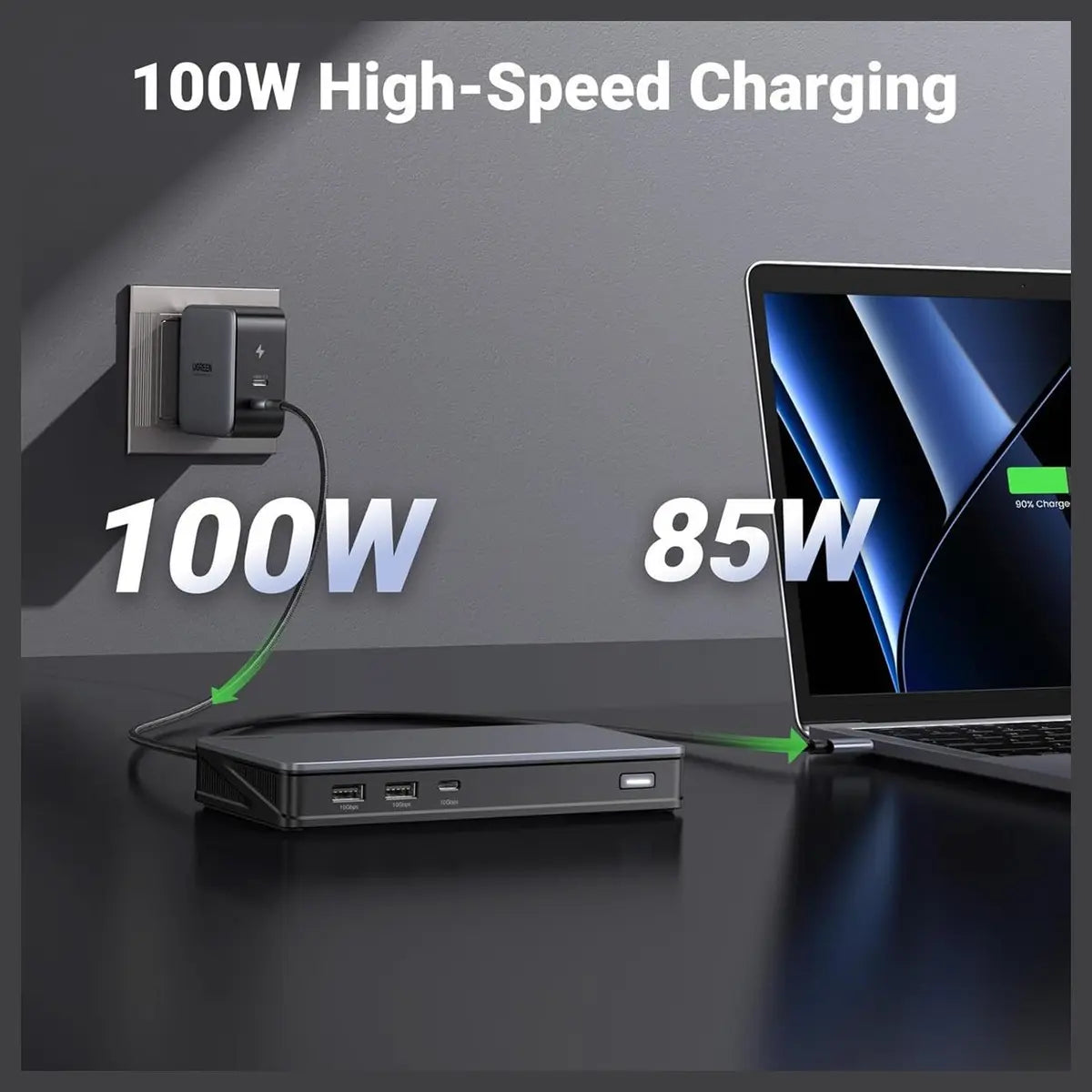 Ugreen Revodok Pro 209 USB-C Docking Station, 9-in-1 Dual 4K@60Hz, 2 DP and 2 HDMI, 10Gbps USB-C and USB-A, 100W PD, Gigabit Ethernet