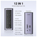 Ugreen Docking Station Triple Display 12-in-1, 8K, 2 HDMI, DP, 10Gbps USB-C and USB-A 3.2, 100W PD, Ethernet, Audio, SD and TF Card Reader