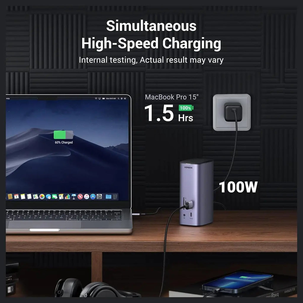 Ugreen Docking Station Triple Display 12-in-1, 8K, 2 HDMI, DP, 10Gbps USB-C and USB-A 3.2, 100W PD, Ethernet, Audio, SD and TF Card Reader