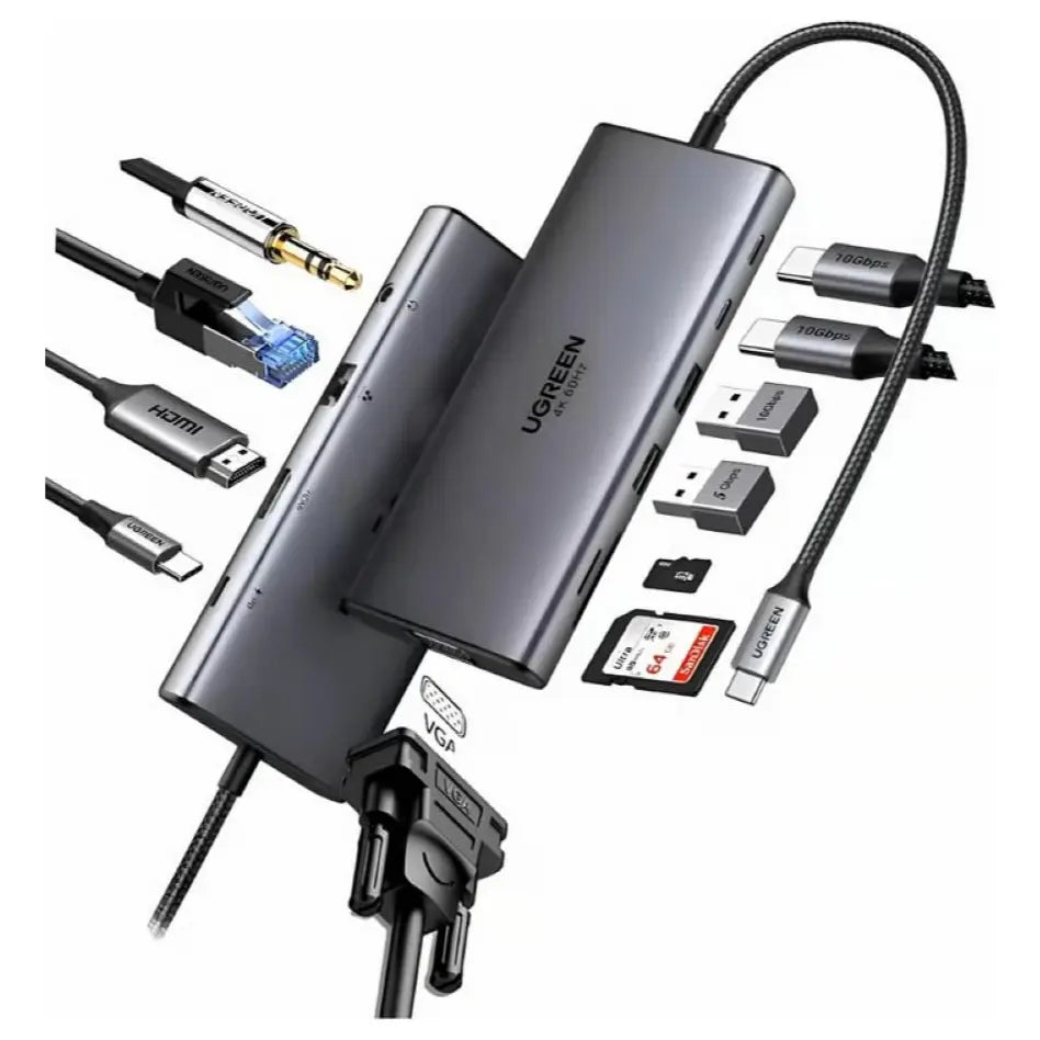 Ugreen Revodok 11-in-1 USB-C HUB Docking Station, 4K@60Hz HDMI, 100W PD, 10Gbps, CM639-45520