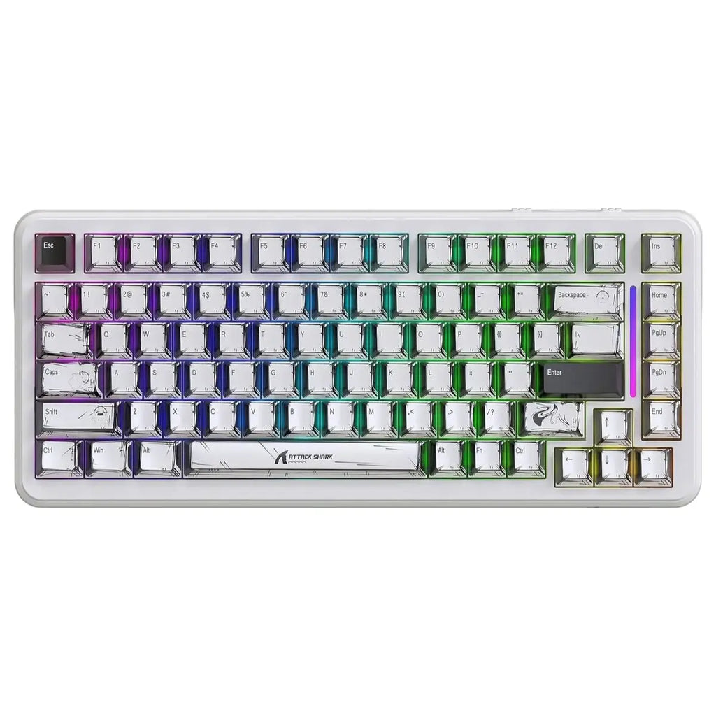 Attack Shark X82 Pro HE Mechanical Gaming Keyboard, Tri-Mode 2.4G Wired BT, 8K Polling Rate, Hall Effect Magnetic Switch, 5000mAh, White Comic