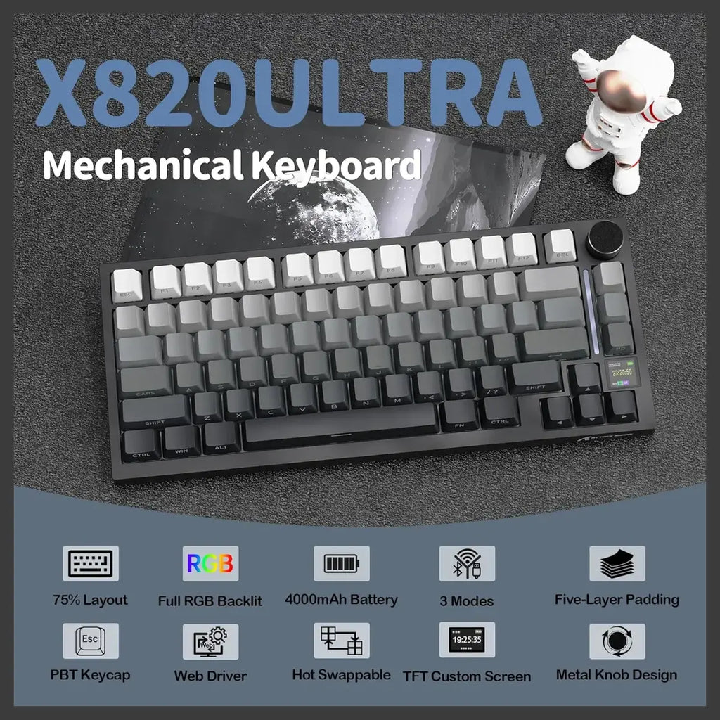 Attack Shark X820 Ultra Wireless Mechanical Keyboard 75% Moonlight Gradient