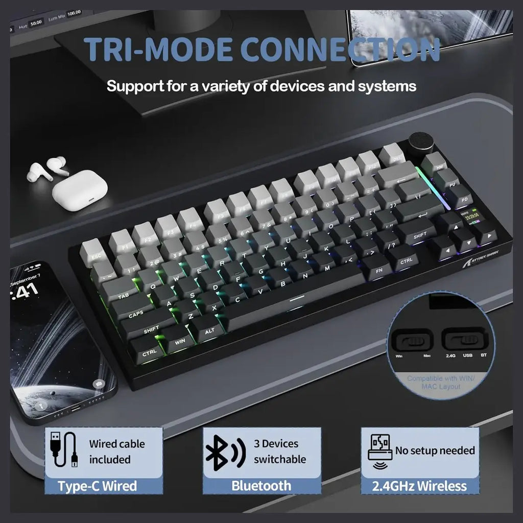 Attack Shark X820 Ultra Wireless Mechanical Keyboard 75% Moonlight Gradient