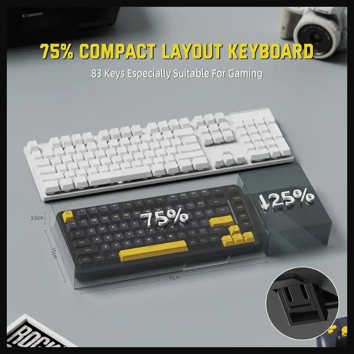 Attack Shark M86 Wireless Mechanical Keyboard 75% Tri-Mode BT5.0 2.4GHz USB-C RGB Hot Swappable Star Black