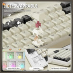 Attack Shark M86 Wireless Mechanical Keyboard 75% Tri-Mode BT5.0 2.4GHz USB-C Hot Swappable RGB Backlit Cheese White