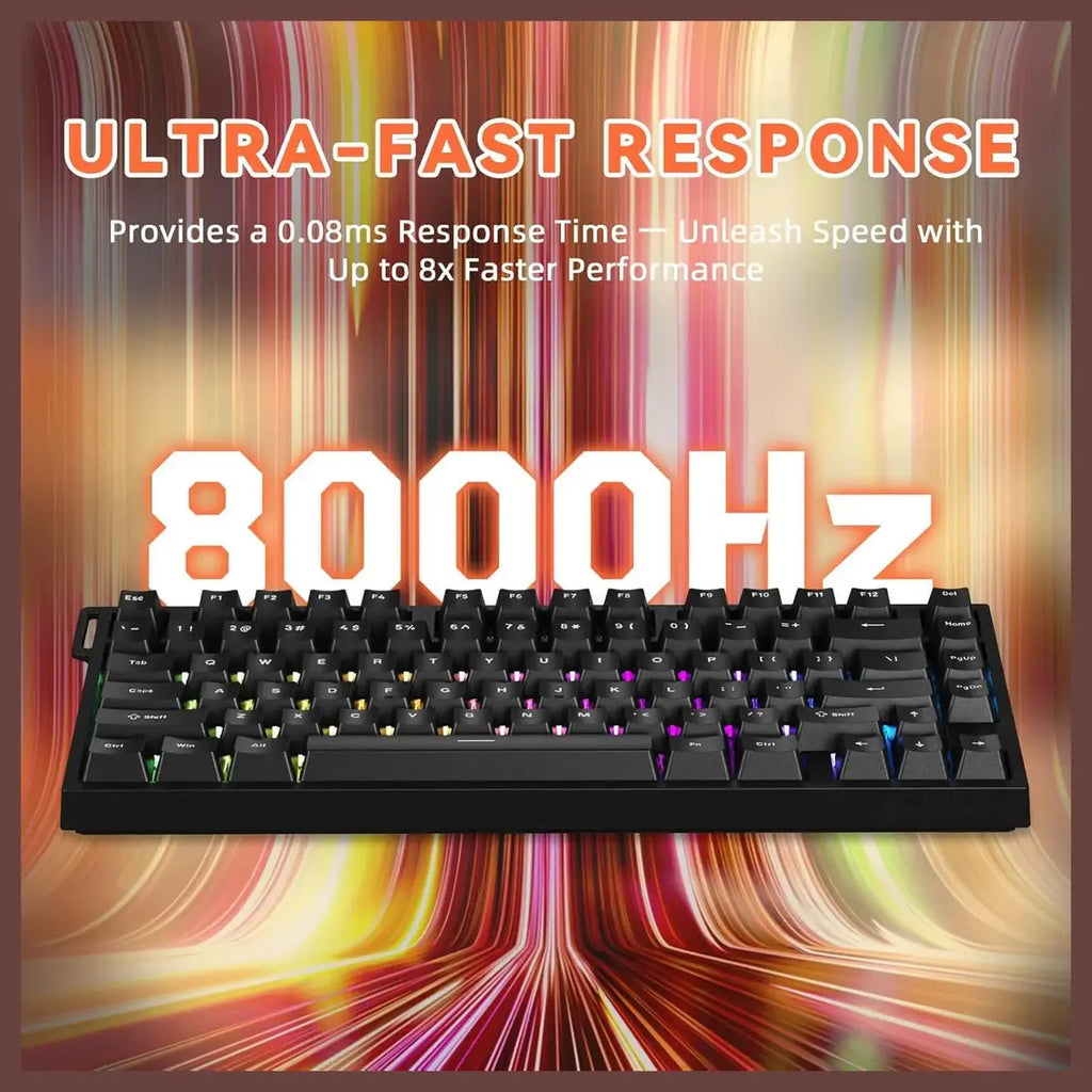 Attack Shark R82 HE Rapid Trigger Wired Mechanical Gaming Keyboard, 8K Polling, 0.005mm RT Accuracy, 256K Scan Rate, 5 Layer Sound Damped, Black