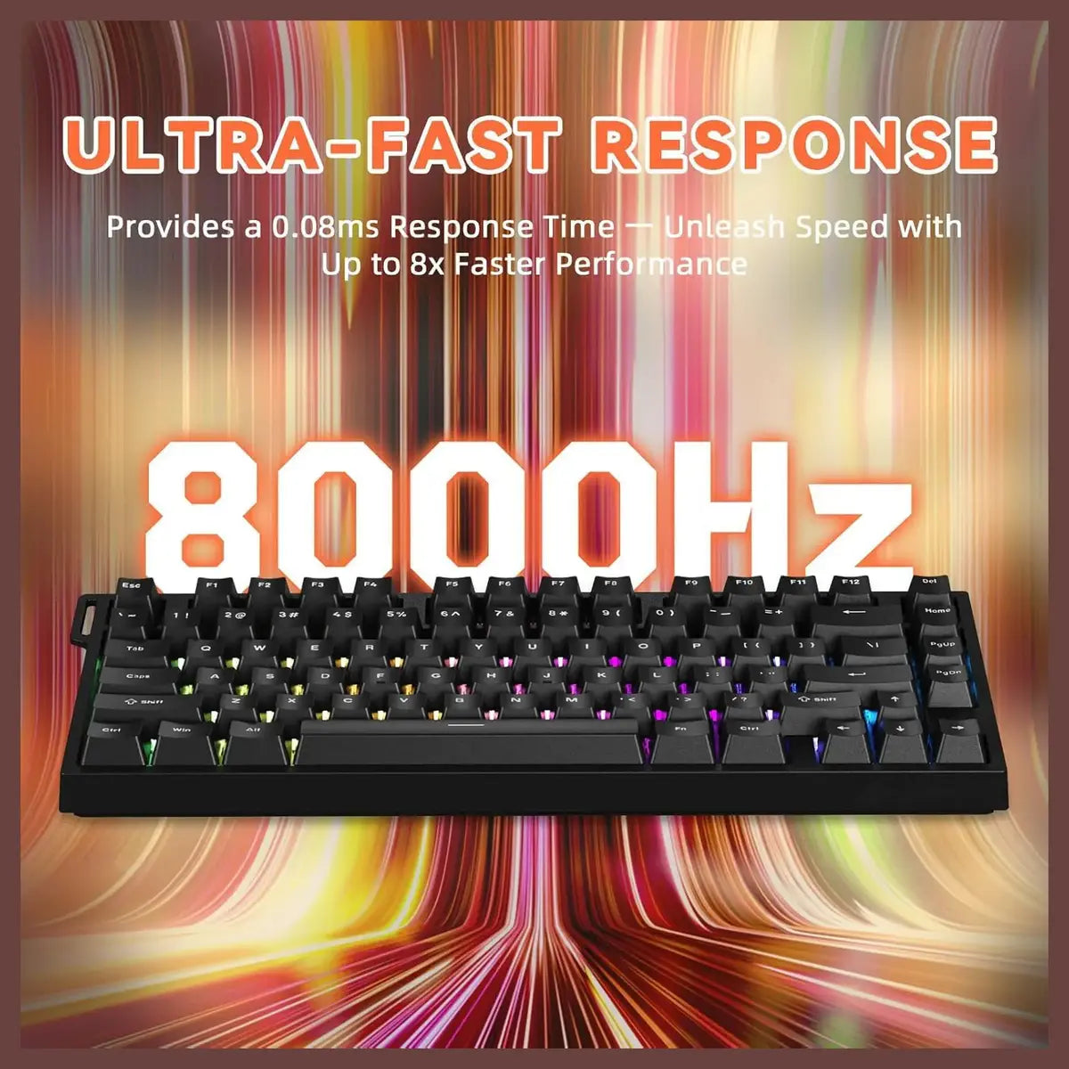 Attack Shark R82 HE Rapid Trigger Wired Mechanical Gaming Keyboard, 8K Polling, 0.005mm RT Accuracy, 256K Scan Rate, 5 Layer Sound Damped, Black