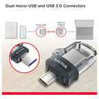 SanDisk Ultra Dual Drive M3.0 128GB Flash Drive, USB 3.0 Micro-USB, Up To 130MB/s Black-Gray SDDD3-128G-G46