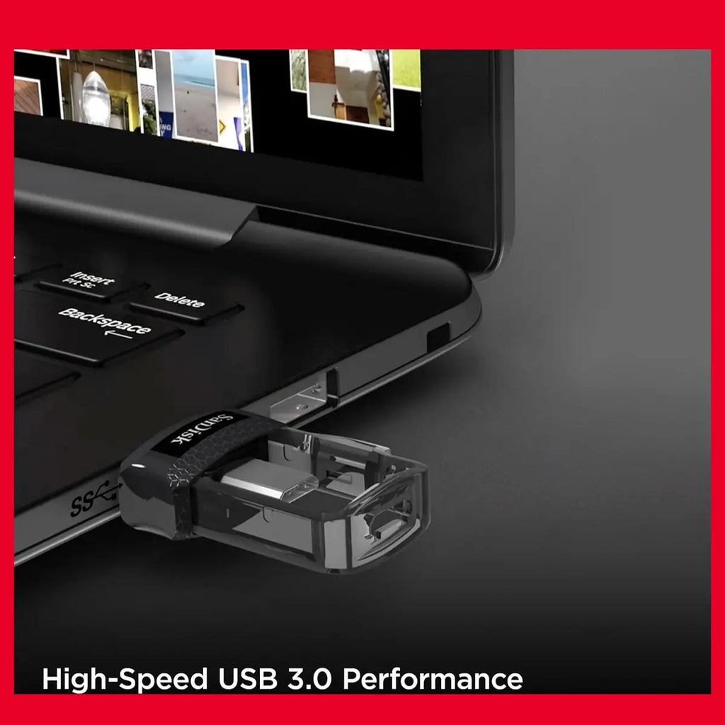 SanDisk Ultra Dual Drive M3.0 128GB Flash Drive, USB 3.0 Micro-USB, Up To 130MB/s Black-Gray SDDD3-128G-G46