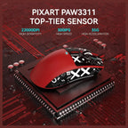 Attack Shark X11 Lightweight Wireless Gaming Mouse With RGB Charging Dock Tri-Mode 2.4G USB-C Wired BT, 22K DPI, PAW3311 Optical Sensor, 5 Programmable Buttons, Red