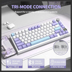 Attack Shark X820 Ultra Wireless Mechanical Keyboard, 75% Hot Swappable, BT 2.4G Wired, RGB, PBT Keycaps, Starlight White