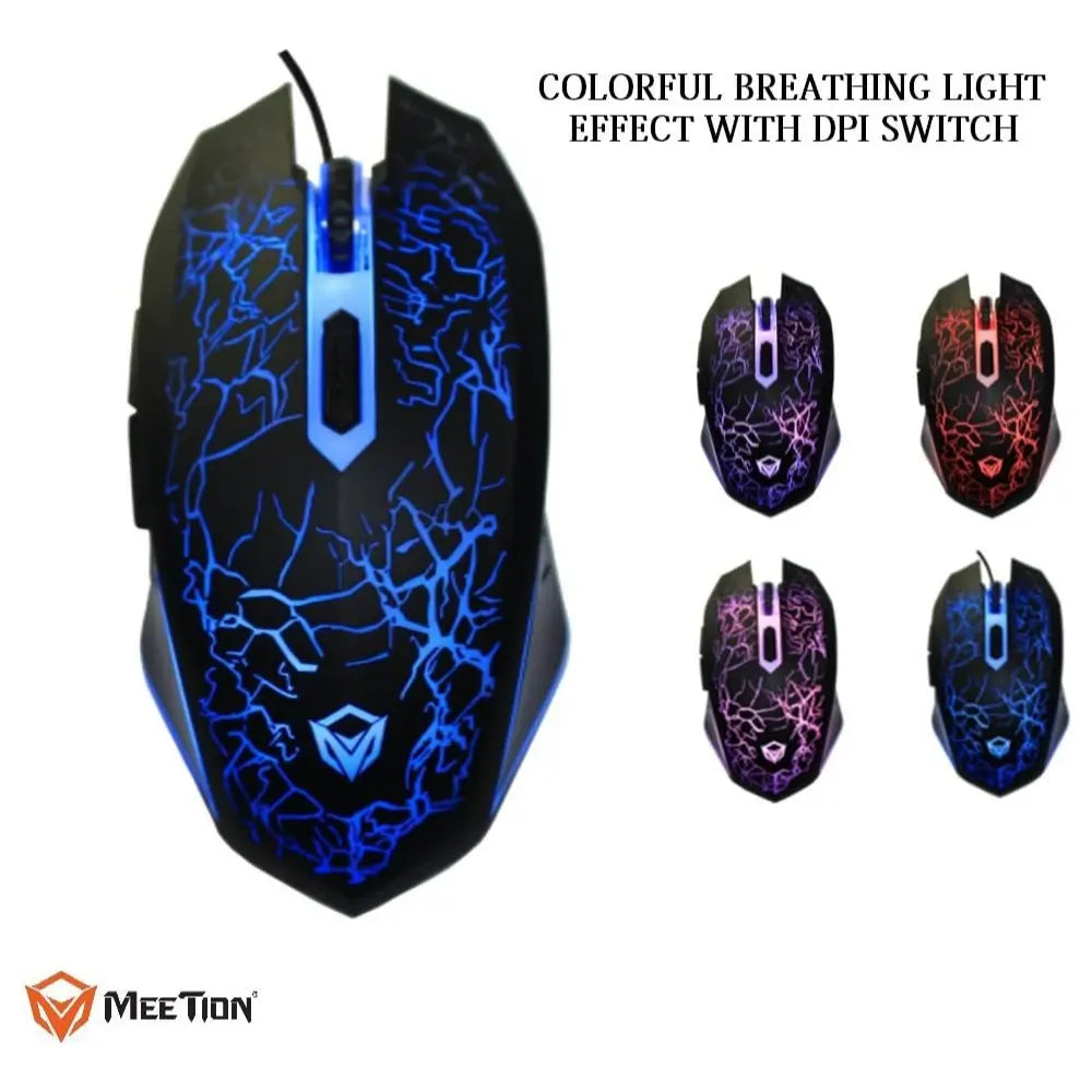 MEETION M930 Gaming Mouse Wired Optical 7200 DPI 6 Button Ambidextrous Black