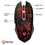 MEETION M930 Gaming Mouse Wired Optical 7200 DPI 6 Button Ambidextrous Black
