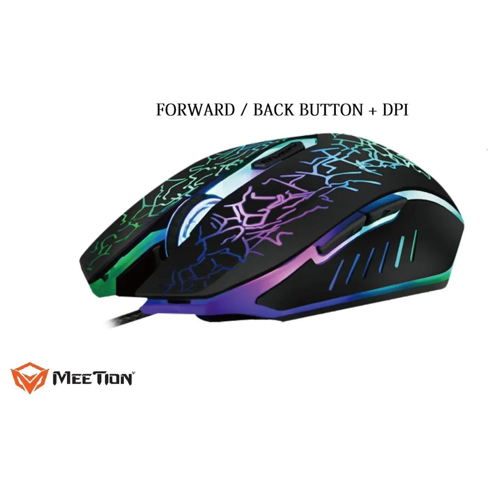MEETION M930 Gaming Mouse Wired Optical 7200 DPI 6 Button Ambidextrous Black
