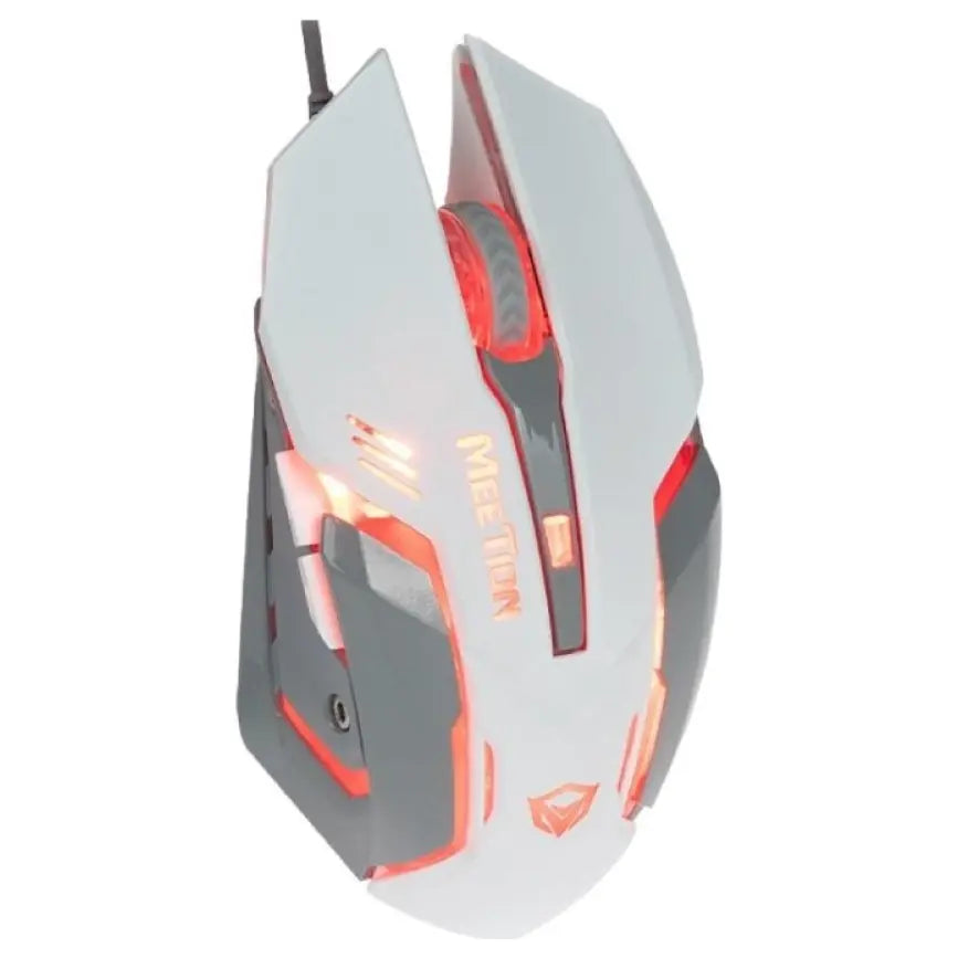Meetion M915 6D Optical Backlit Wired Gaming Mouse, Up To 6400 DPI, White