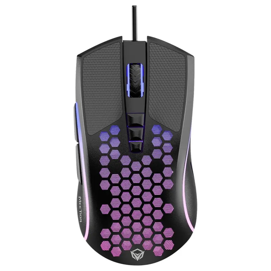 Meetion GM015 Honeycomb RGB Gaming Mouse, 6400 DPI, 7 Plus 1 Buttons, Black