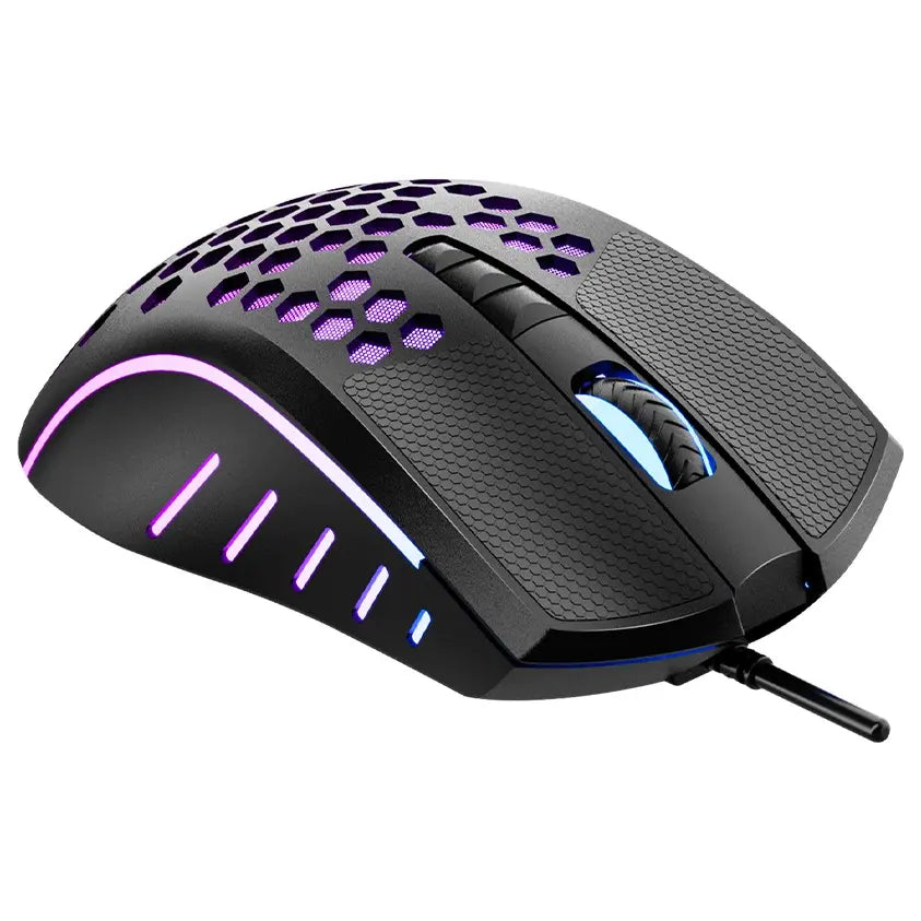 Meetion GM015 Honeycomb RGB Gaming Mouse, 6400 DPI, 7 Plus 1 Buttons, Black