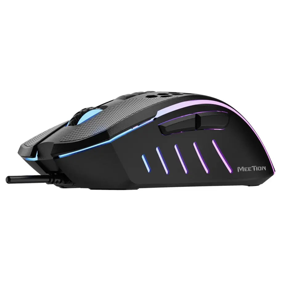 Meetion GM015 Honeycomb RGB Gaming Mouse, 6400 DPI, 7 Plus 1 Buttons, Black